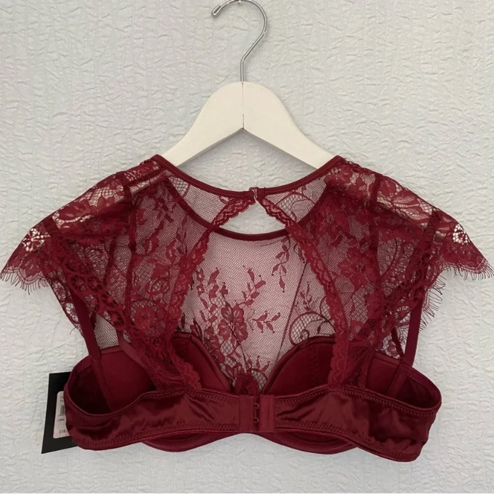 Elegant Lace Burgundy Bralette